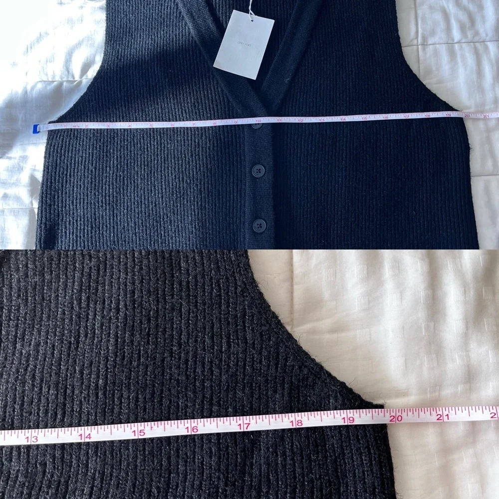 SOLD NWT Oak + Fort Black Relaxed Button Front Vest Cardigan M - Picture 14 of 16